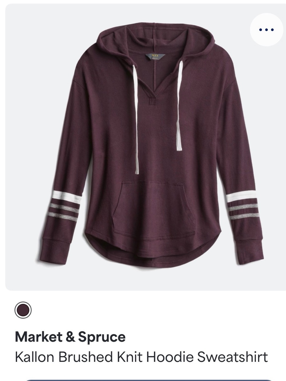 Market & Spruce Brushed Knit Hoodie Sweatshirt - Plum with White Stripes